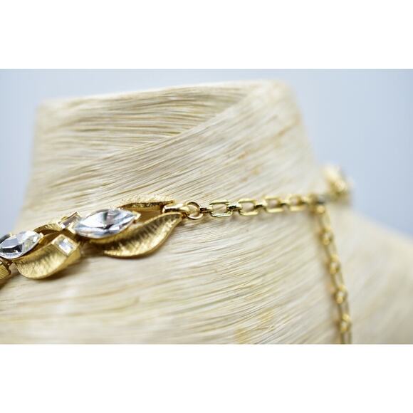 Lisner Vintage Marquise Crystal Collar Necklace Gold Rare Signed 1950s Bin1 - Picture 11 of 12